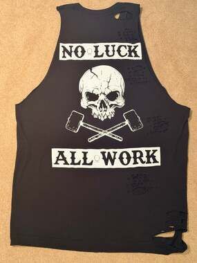 The Drive Clothing Mens M Top Distressed Skull Hammers No Luck All Work Black